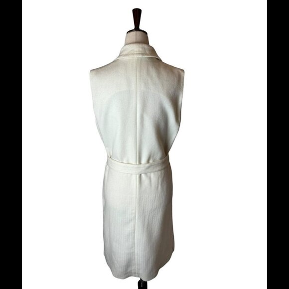 Hugo Boss Ivory Wool Blend Knit Waterfall Collar Long Line Belted Kalimi Vest 6 - Picture 3 of 12